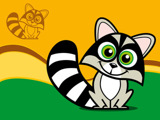 Raccoon happy, vector illustration