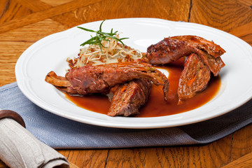 Traditional German Beef Rouladen Stuffed with Vegetable