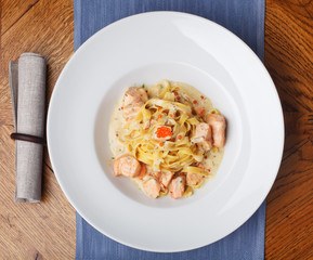 Fettuccine with salmon