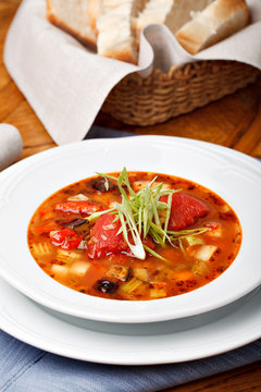 Italian soup served with bread