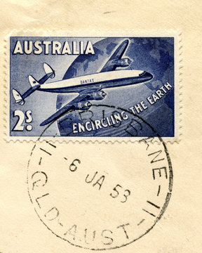 Canceled australian stamp