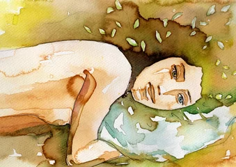 Papier Peint photo Lavable Inspiration picturale femme nue allongée