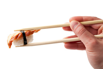 Sushi with chopsticks