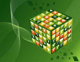 Green environment apps cube background