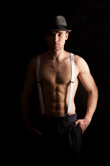 Fototapeta na wymiar men with suspenders