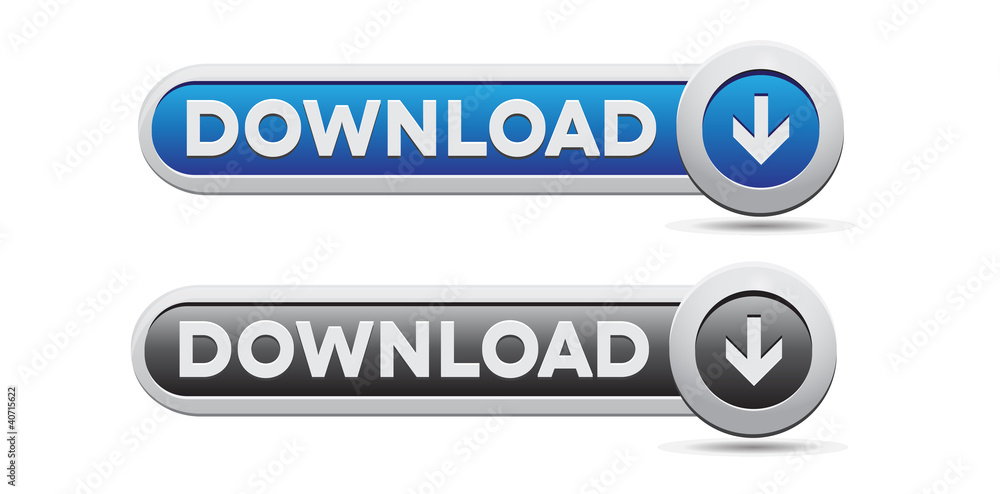 Poster set of download button web design element - red, grey