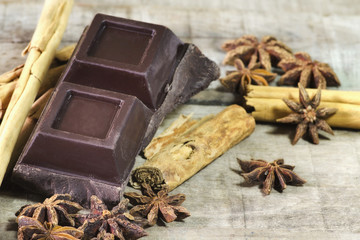 dark chocolate with cinnamon and star anis spices