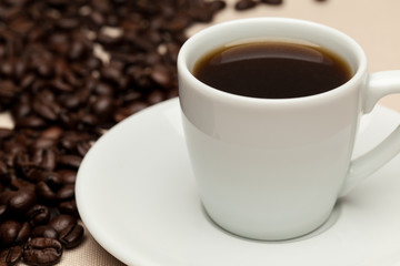 Close-up of a cup of hot coffee