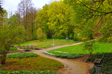 Trees and bushes in the garden near Men Monastery on a Frauenber