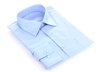 New blue man's shirt isolated on white