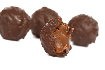 chocolates on white close-up
