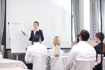 business woman giving presentation