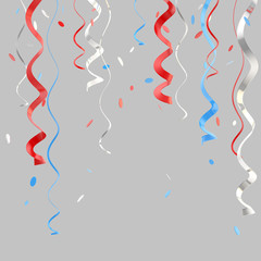 Ribbons and confetti background isolated