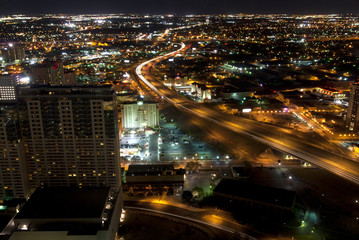 Aerial view of San Antonio, Texas at night