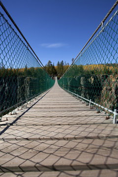 Pedestrian suspension bridge at Eagle Canyon, Ontario. Canada