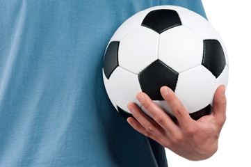 Man with classic soccer ball