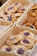 Cherry danish and cinnamon rolls pastry, breakfest sweet roll