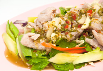 Thai dressed spicy salad with pork