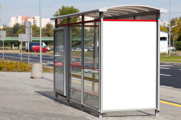 Blank billboard on bus stop useful for your advertising