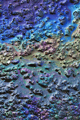 Color gasoline fuel spot on black asphalt