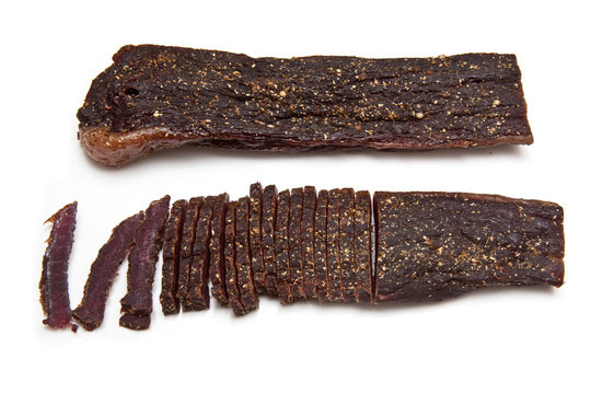 South African Biltong (beef) Isolated On A White Background