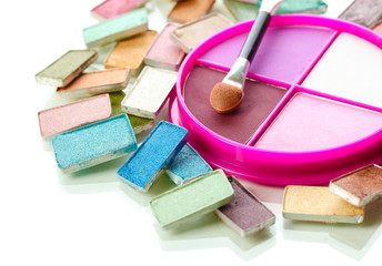 eyes shadow in pink box isolated on white