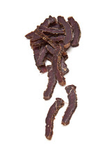South African biltong (beef) isolated on a white background