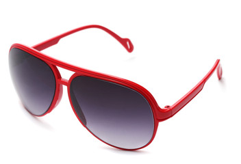 Women glamorous red sunglasses isolated on white