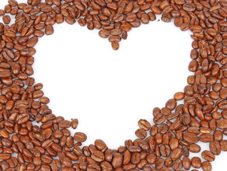 Heart shaped coffee beans
