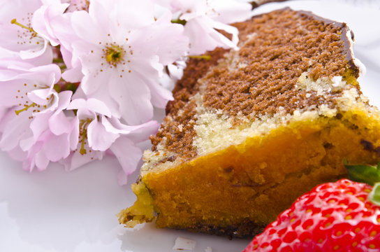 marble cake with cherries