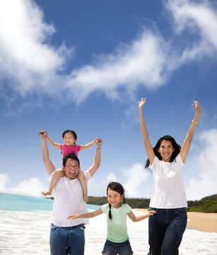 happy family  on the beach