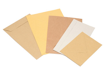 pile envelopes on white background