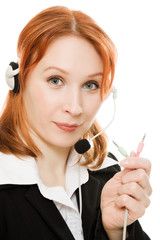 Beautiful business woman with headset