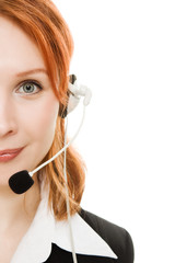 Beautiful business woman with headset