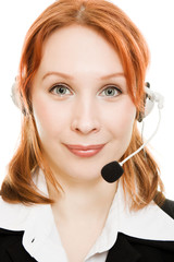 Beautiful business woman with headset