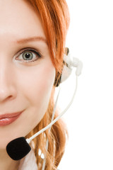 Beautiful business woman with headset
