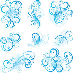 Fototapeta na wymiar Niebieski dekoracyjne wirujące kwitnie