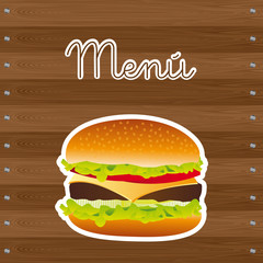 hamburger over wooden