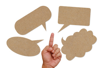 Hand pointing on speech balloon