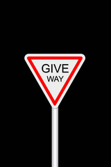 Give way road sign