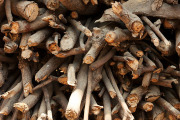 Dry wood pieces stack using for natural fuel