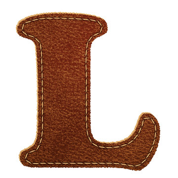 Leather alphabet. Leather textured letter L