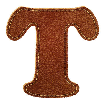 Leather alphabet. Leather textured letter T