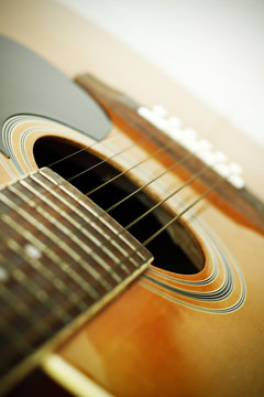 Closeup of acoustic guitar