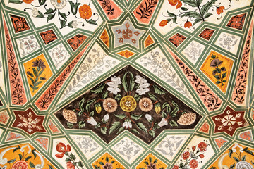 Detail of decorated gateway. Amber fort.  Jaipur, India