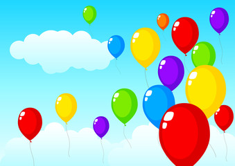 Vector illustration of balloons floating on the sky