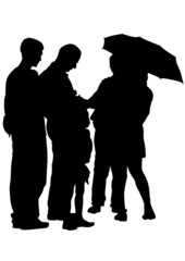 Group people with umbrella