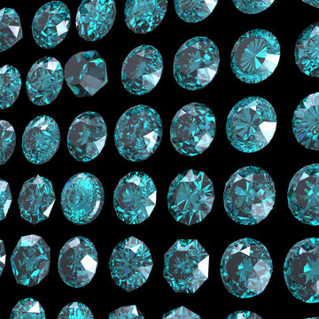 Background with round gemstone. Sky blue topaz. Grandidierite