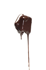 bocconcino di Cioccolato grondante su fondo bianco