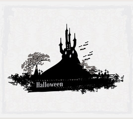 Obraz premium grungy Halloween background with haunted house